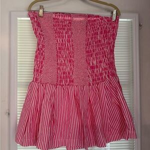 Celandine Pink and White Striped Smocked Romper